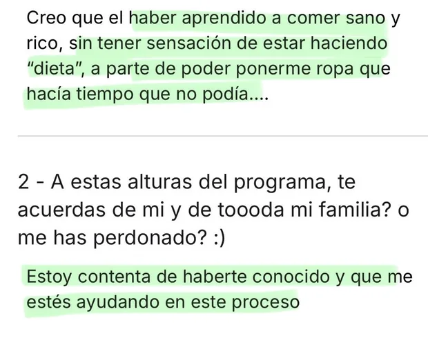 Mensaje de una clienta: aprendió a comer sano y rico sin sensación de estar a dieta